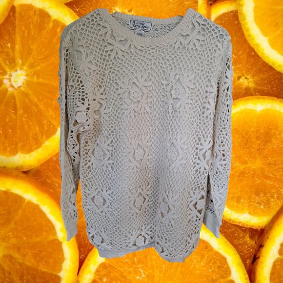 Vintage A Little Extra Spice Doily Crochet Long Sleeve Top Size Large‎ - Picture 5 of 7